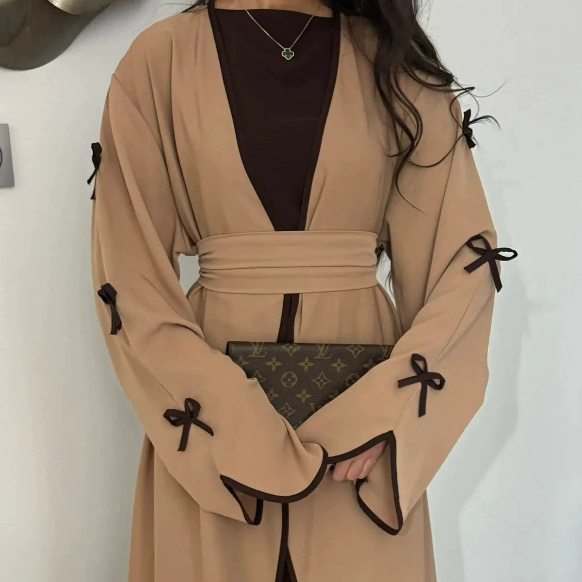 Eid Elegance: The Haya Wavy Edge Bow Abaya