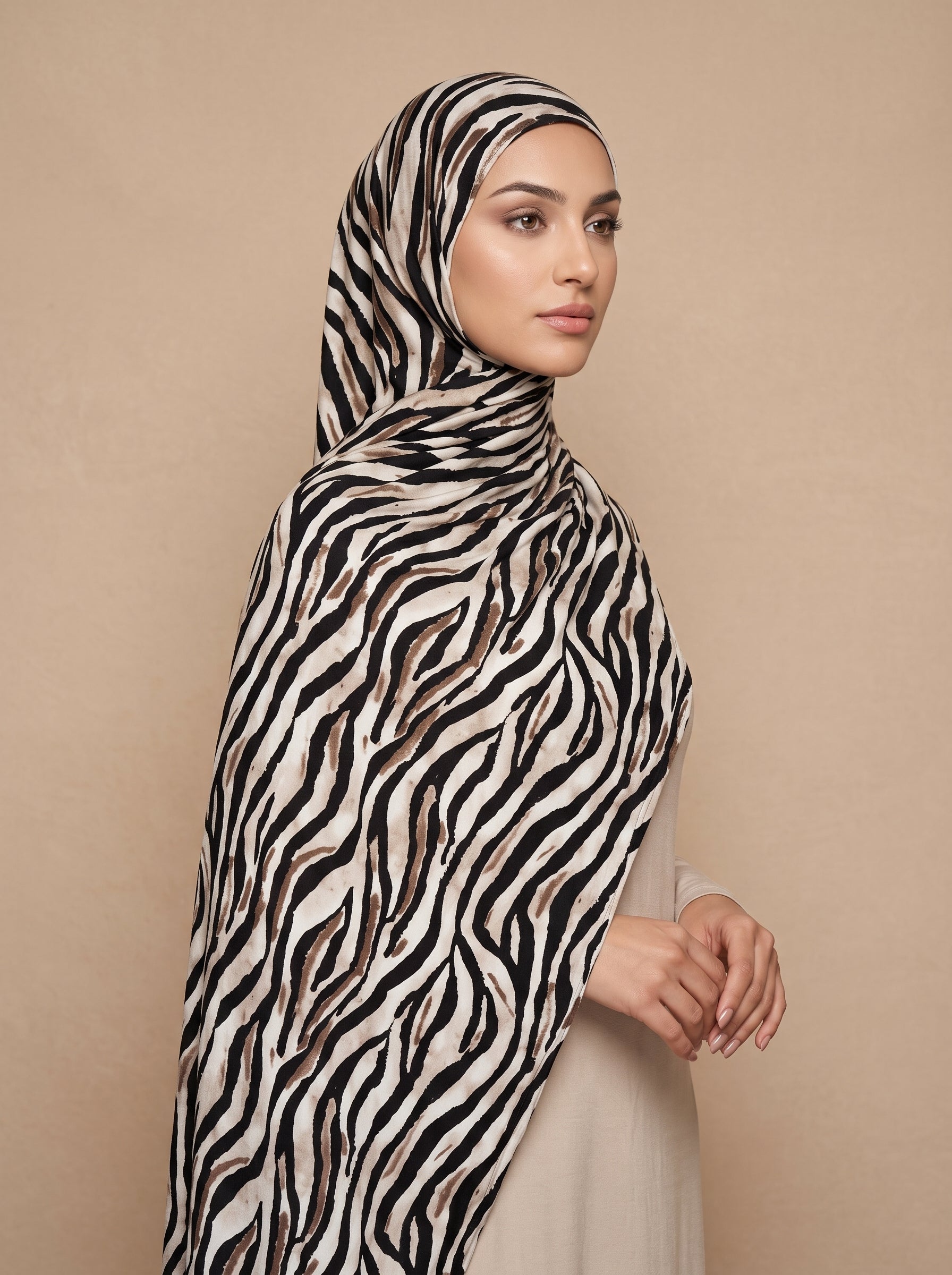 Zebra Printed Jersey Hijab