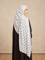 Classsic Black Polka Dot Printed Jersey Hijab