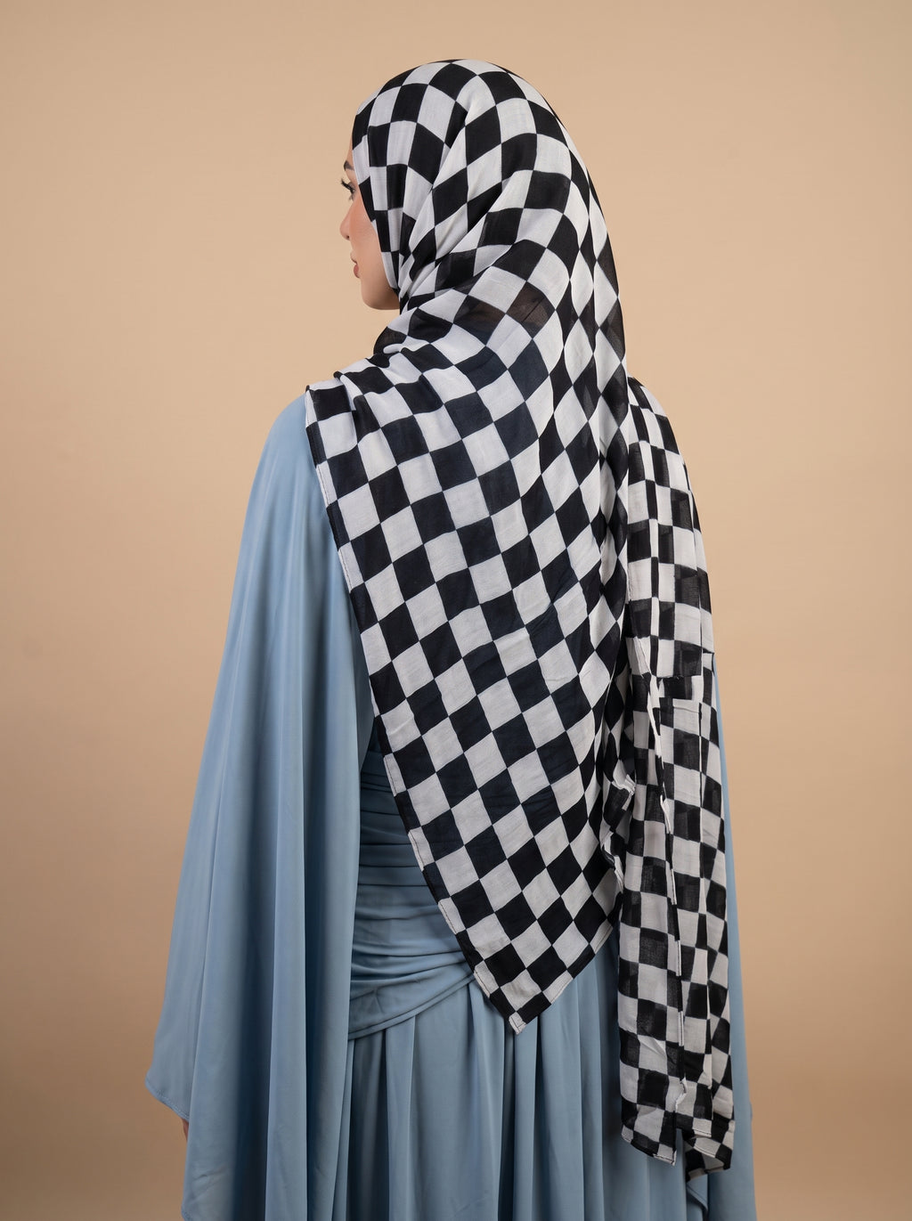 Retro Plaid Check Printed Modal Hijab