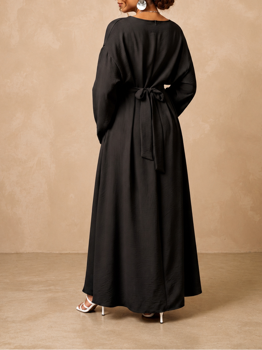 Classic Grace Pleated Maxi Dress - Black