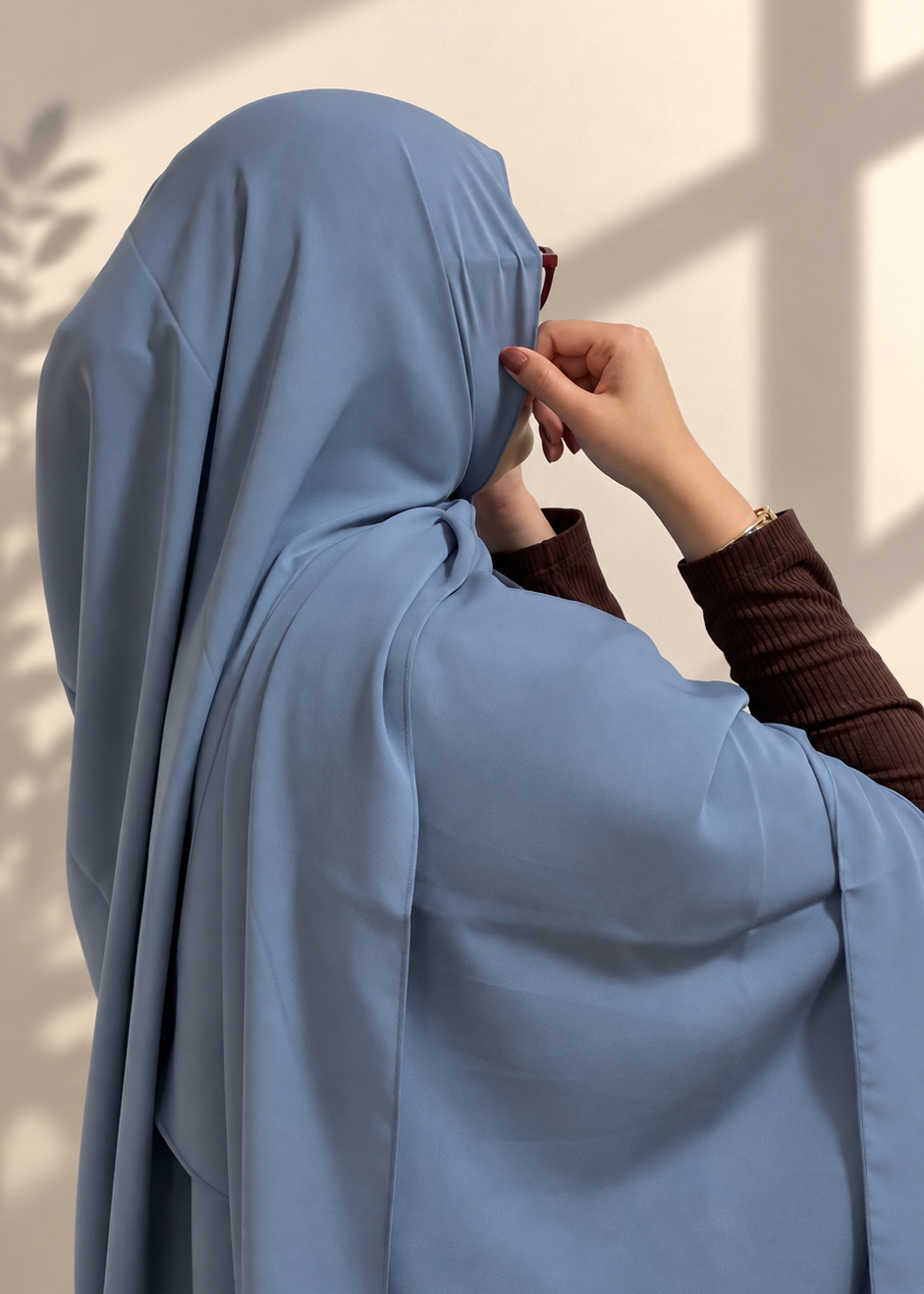 Premium Medina Silk Chiffon Hijab  – Ice Blue