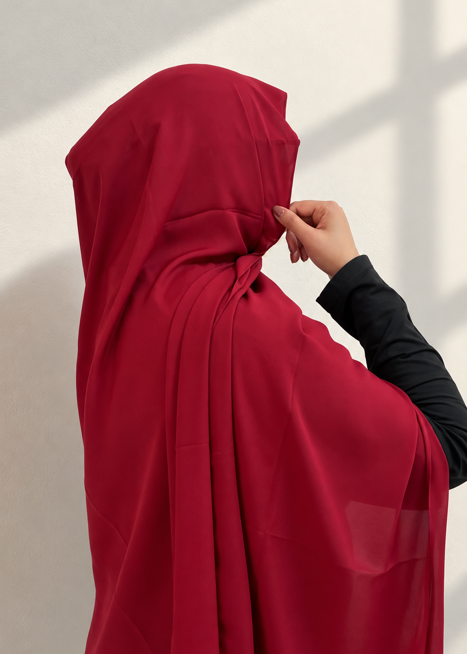 Premium Medina Silk Chiffon Hijab  –  Red