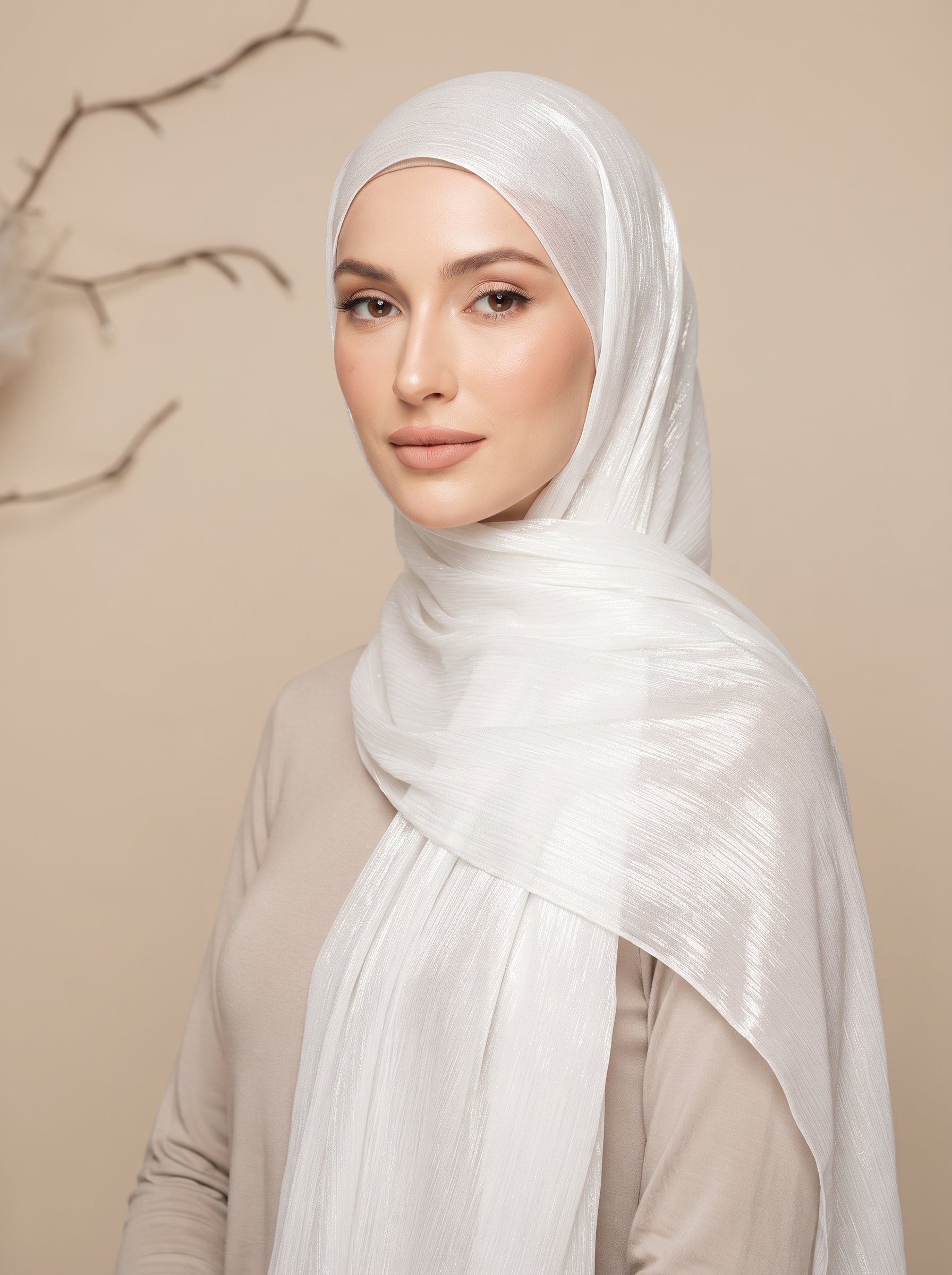 Shimmer Organza Hijab - White