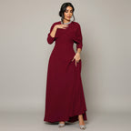 Auria Elegant Modest Gown – Red (Clearance) (Rhinestone detailing varies from the picture)