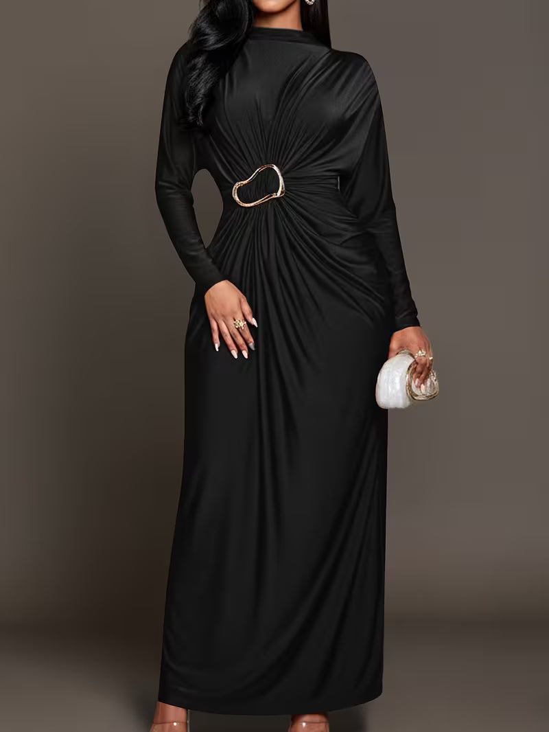 Layali Golden Cinch Gown - Black