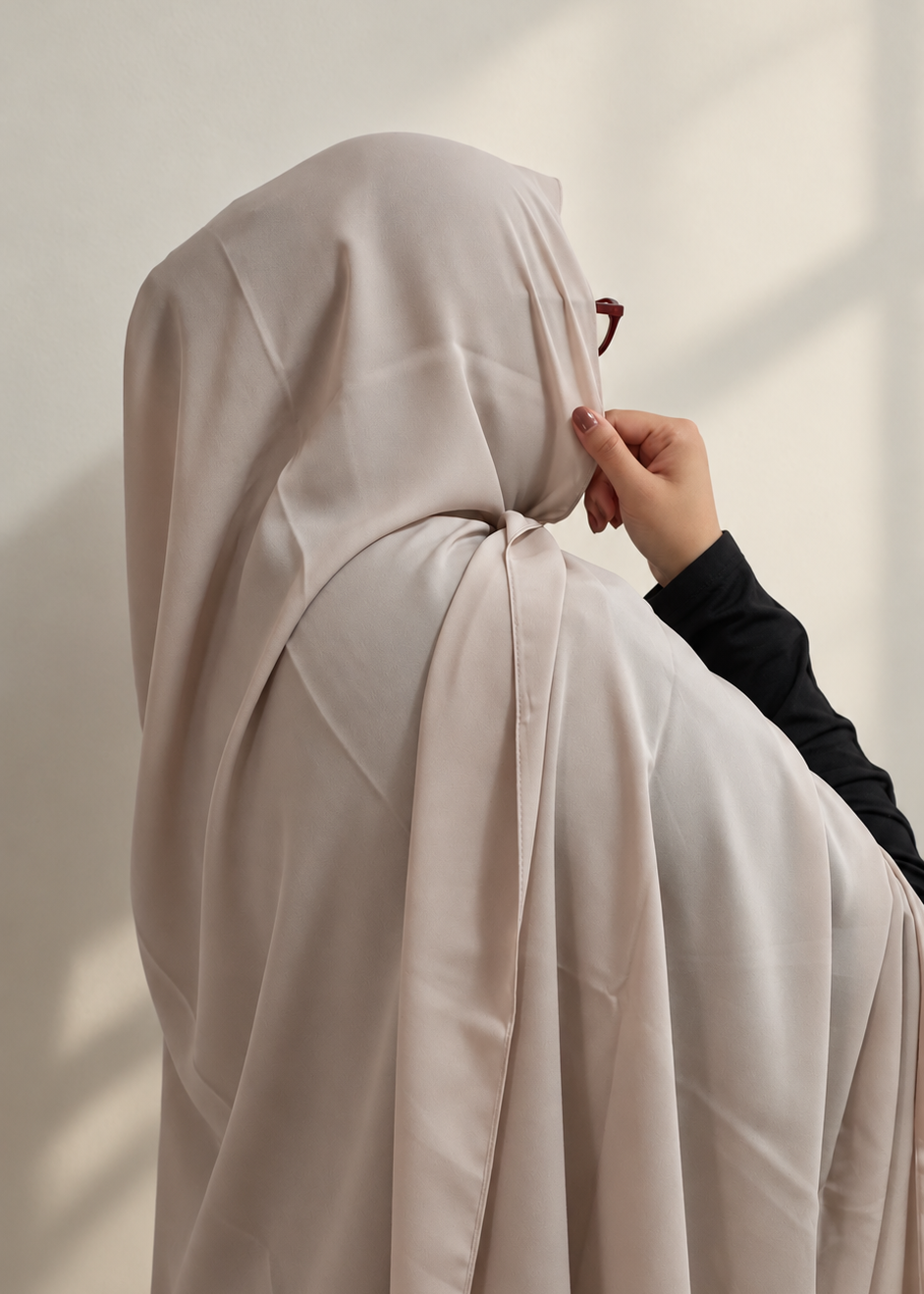 Premium Medina Silk Chiffon Hijab  –  Blush Ivory