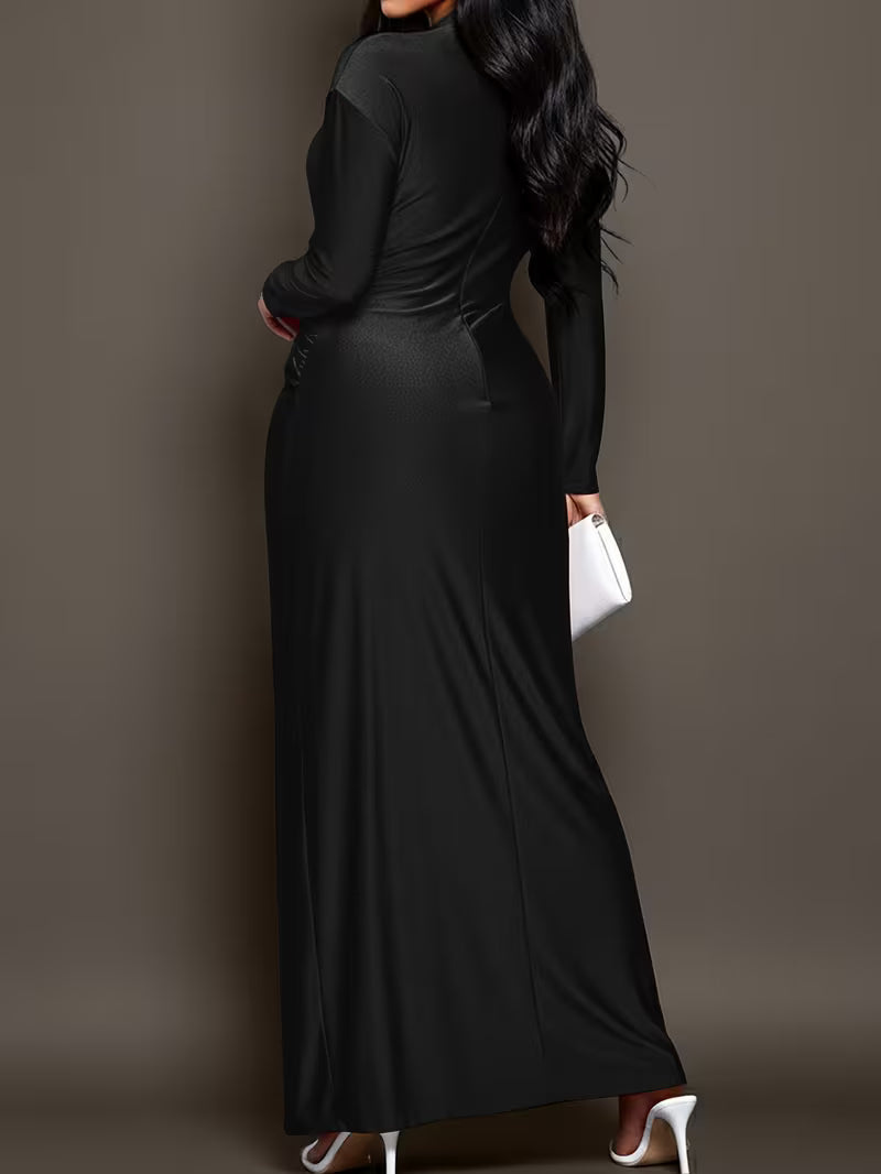Layali Golden Cinch Gown - Black