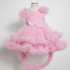 The Blush Royal Dress with Matching Headband and Tail - Baby Pink