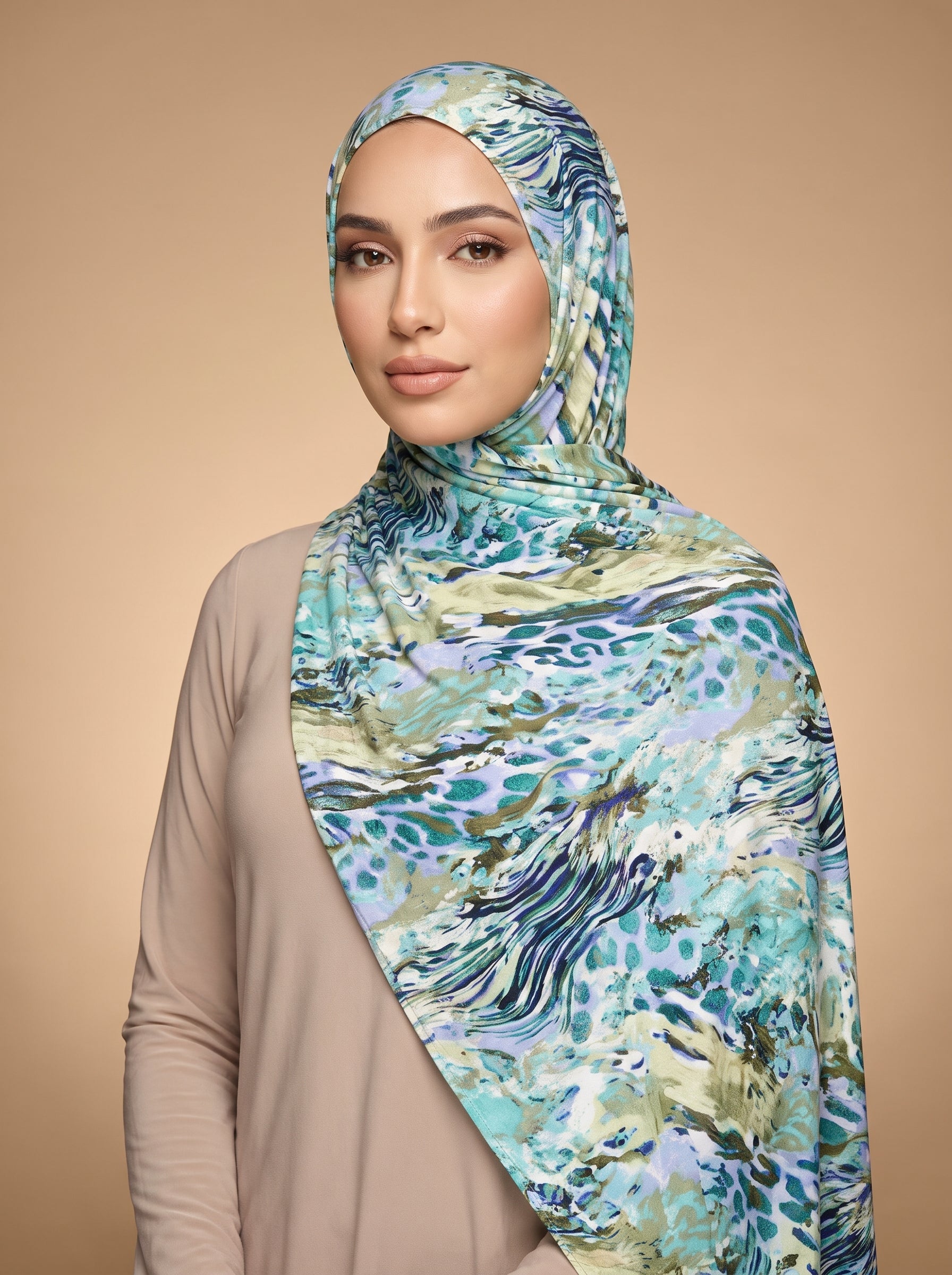 Coastal Impression Printed Jersey Hijab