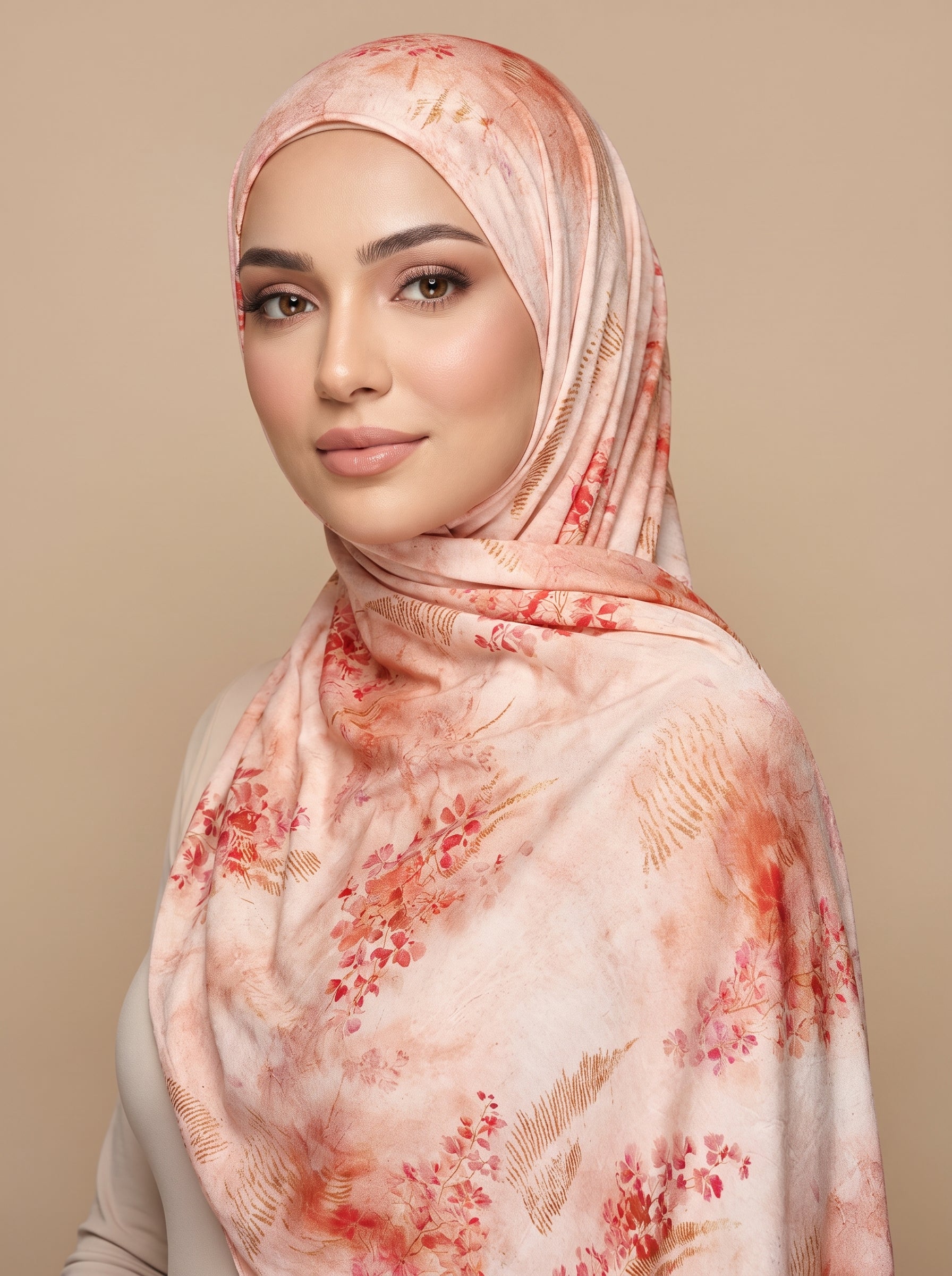 Peach Blossom Printed Jersey Hijab