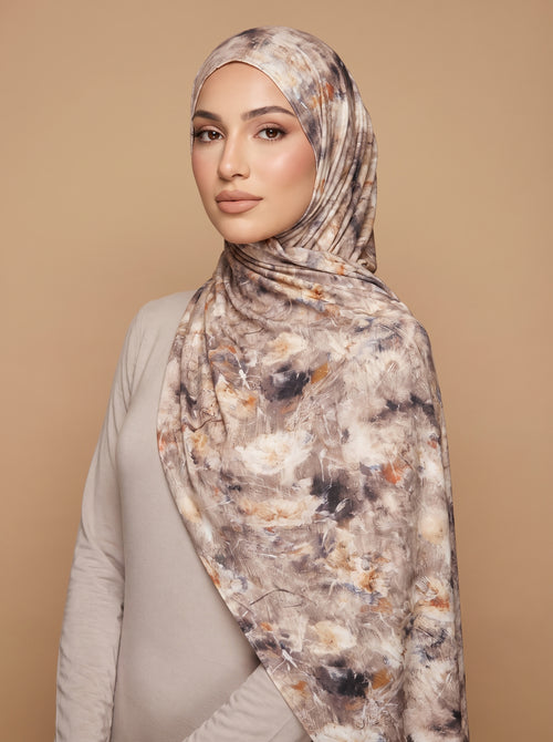 Boho Botanical Printed Jersey Hijab