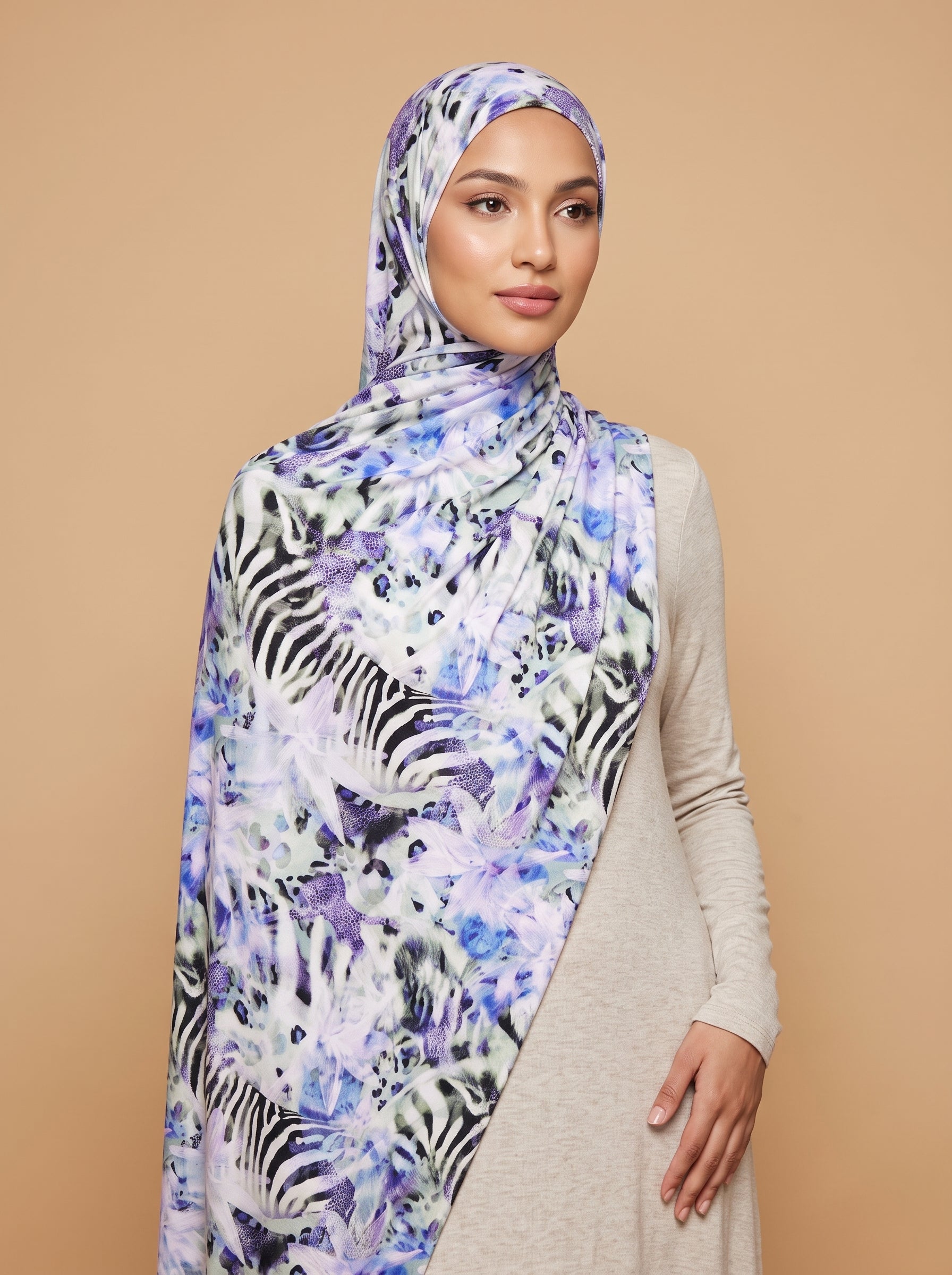 Coral Bloom Printed Jersey Hijab