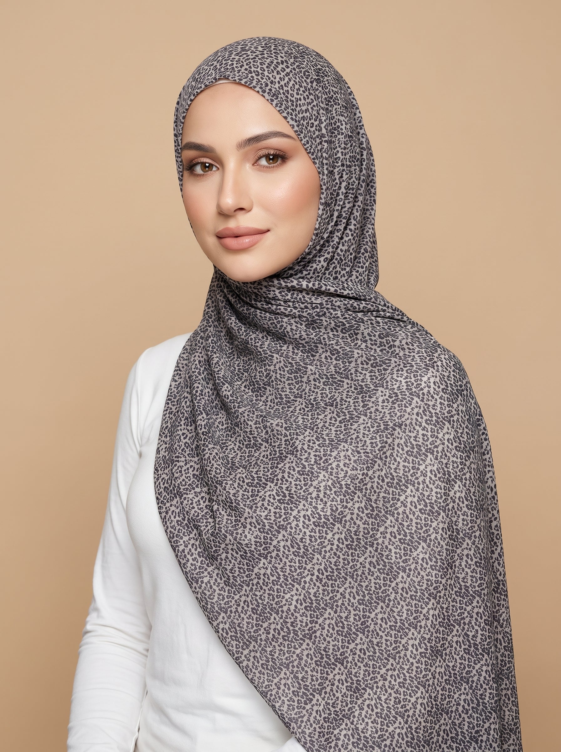 Silver Safari Printed Jersey Hijab