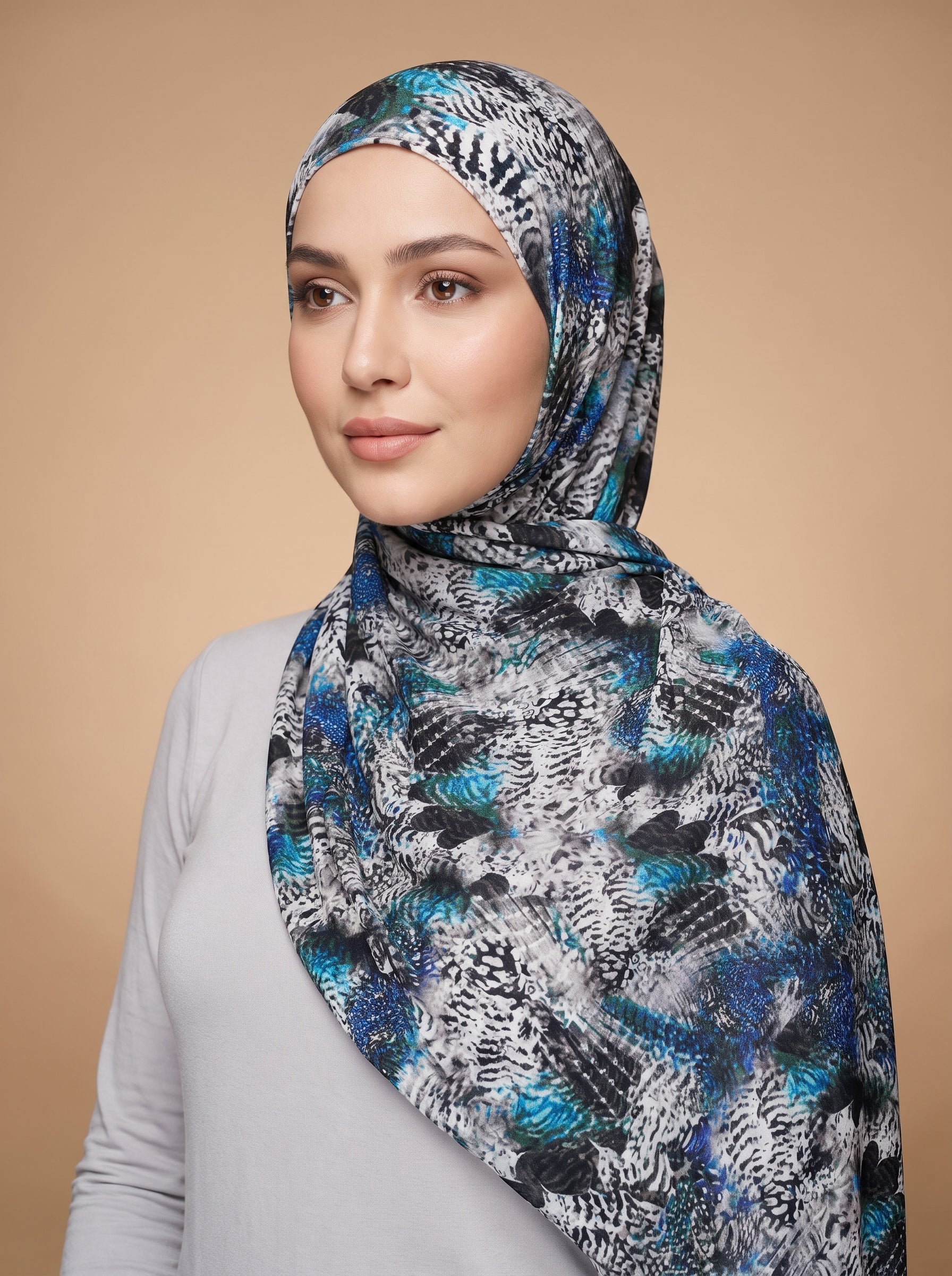 Peacock Prism Printed Jersey Hijab