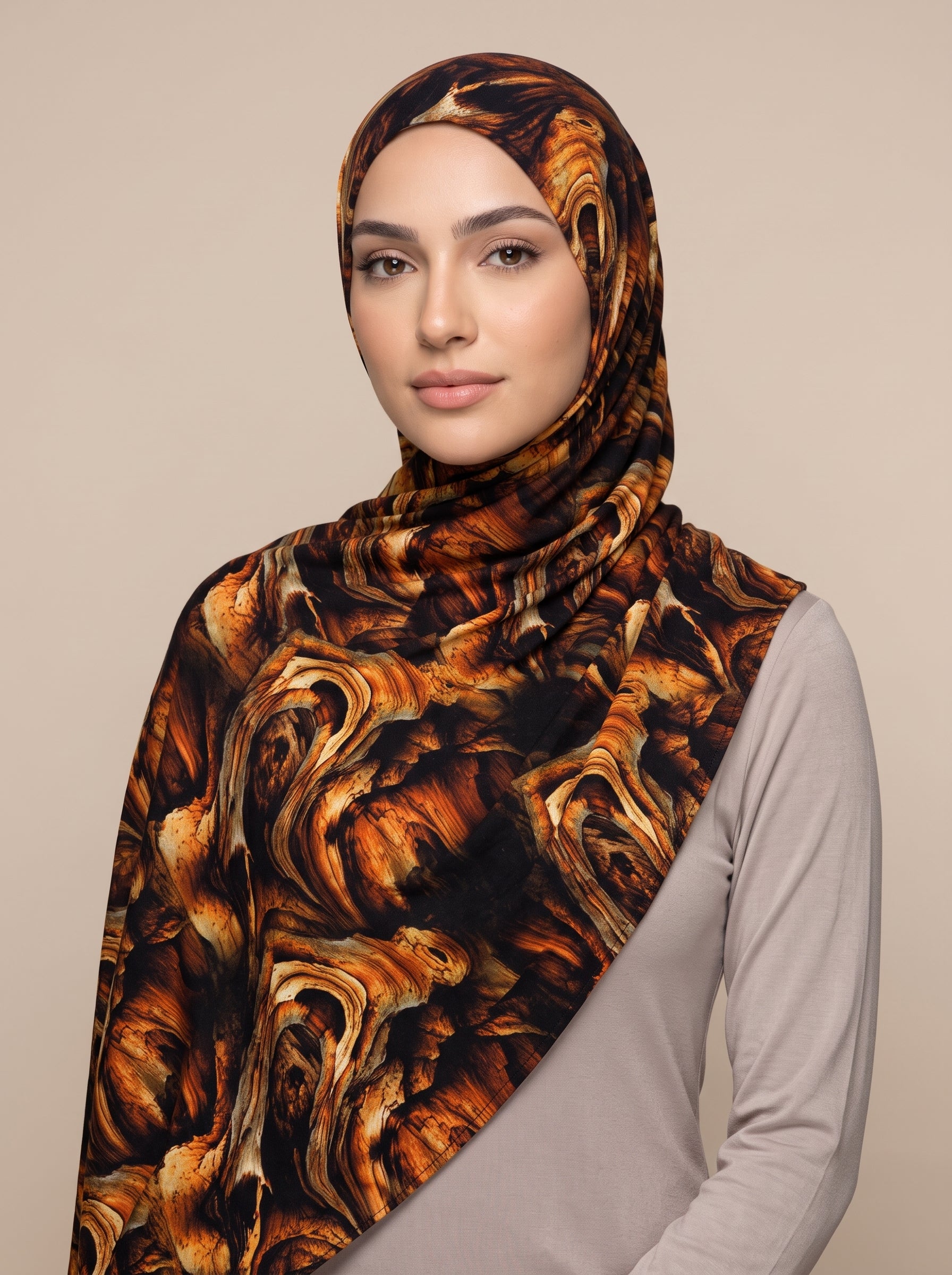 Liquid Gold Printed Jersey Hijab