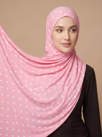 Pink Polka Dot Printed Jersey Hijab