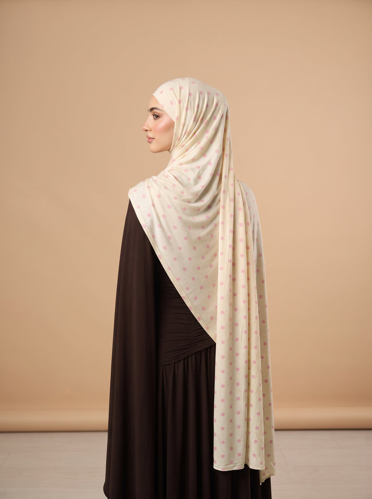 Blush Polka Dot Printed Jersey Hijab