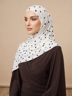 Classsic Black Polka Dot Printed Jersey Hijab