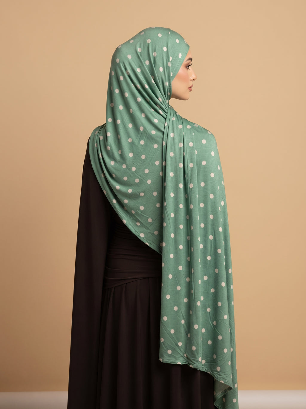 Olive Polka Dot Printed Jersey Hijab