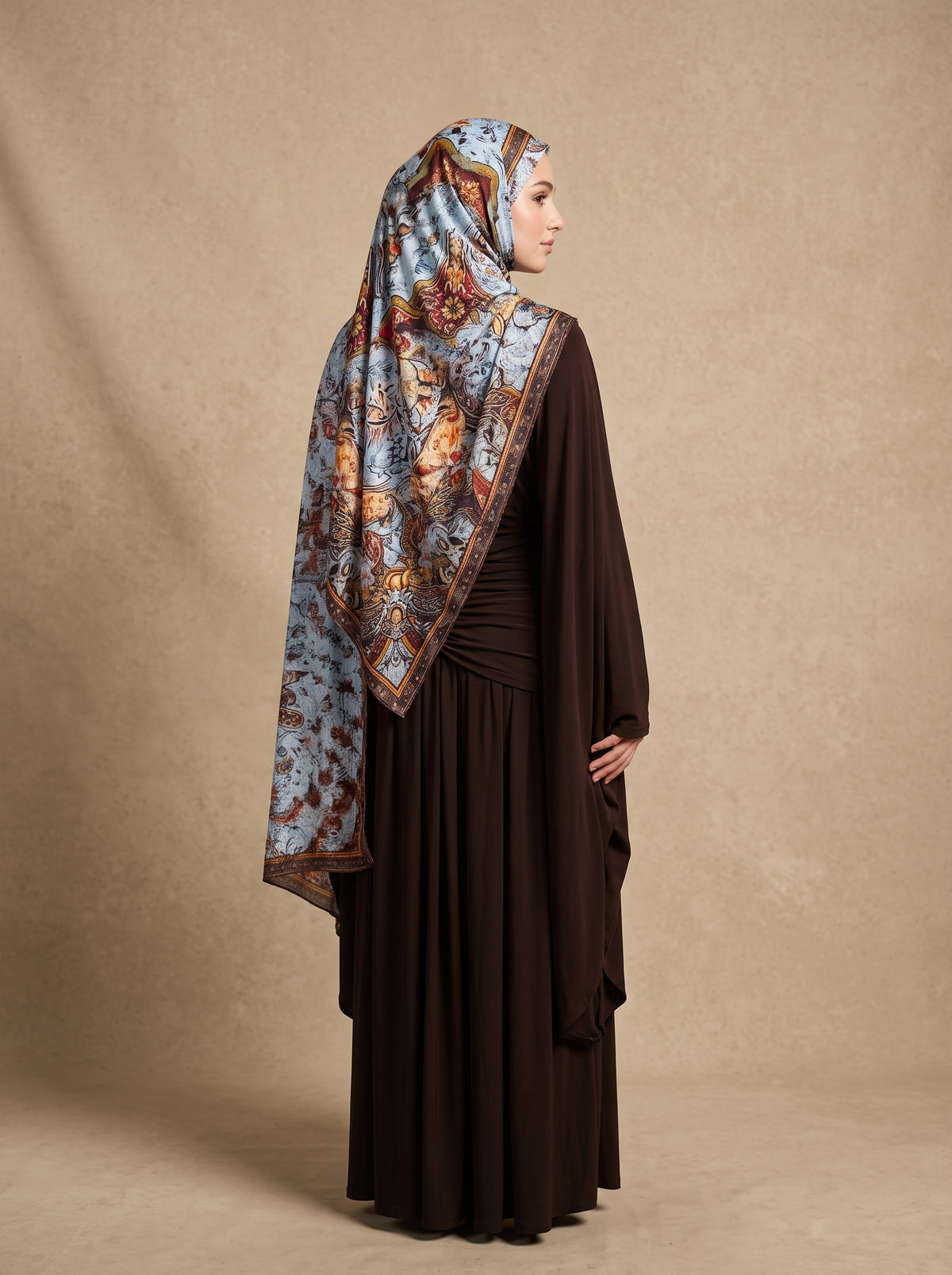 Persian Blue Printed Jersey Hijab