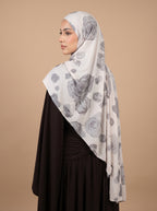 Grey Blossom Printed Jersey Hijab