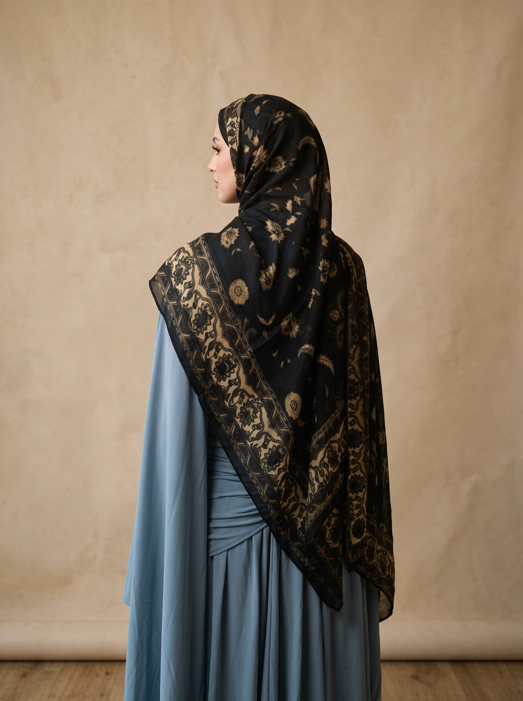 Golden Cashmere Paisley Printed Modal Hijab