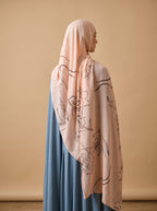 Peony Line Art Printed Modal Hijab