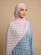 Pink Polka Printed Modal Hijab