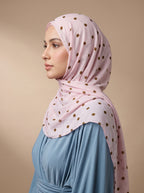 Pink Polka Printed Modal Hijab