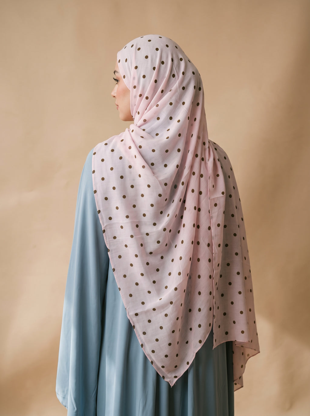 Pink Polka Printed Modal Hijab