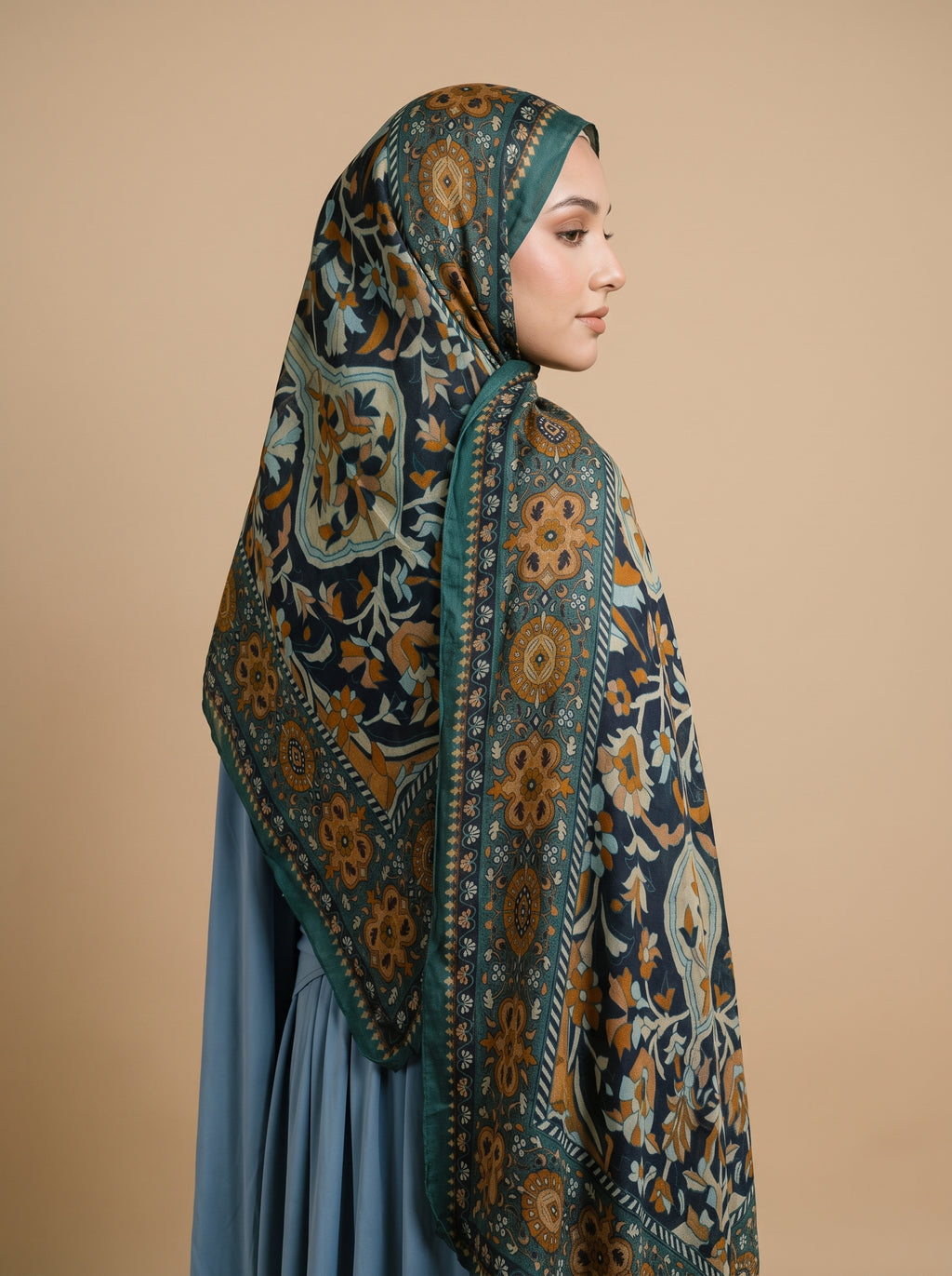 Imperial Teal Printed Modal Hijab