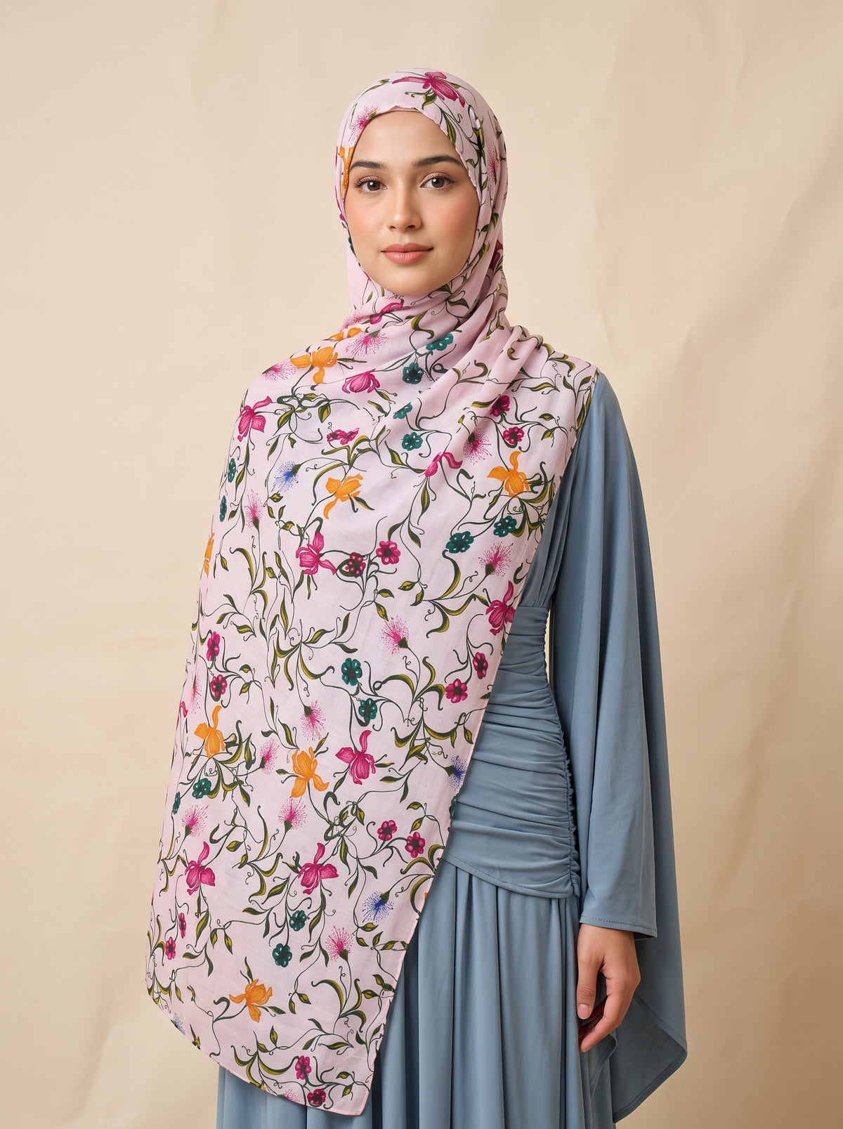 Secret Garden Printed Modal Hijab - Pink