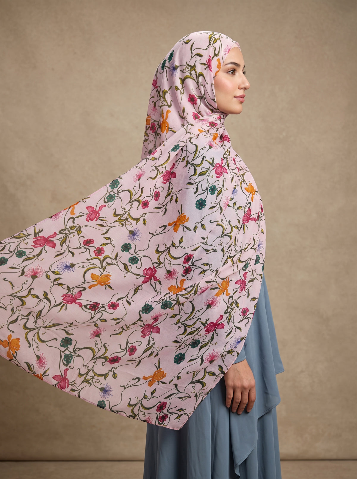 Secret Garden Printed Modal Hijab - Pink