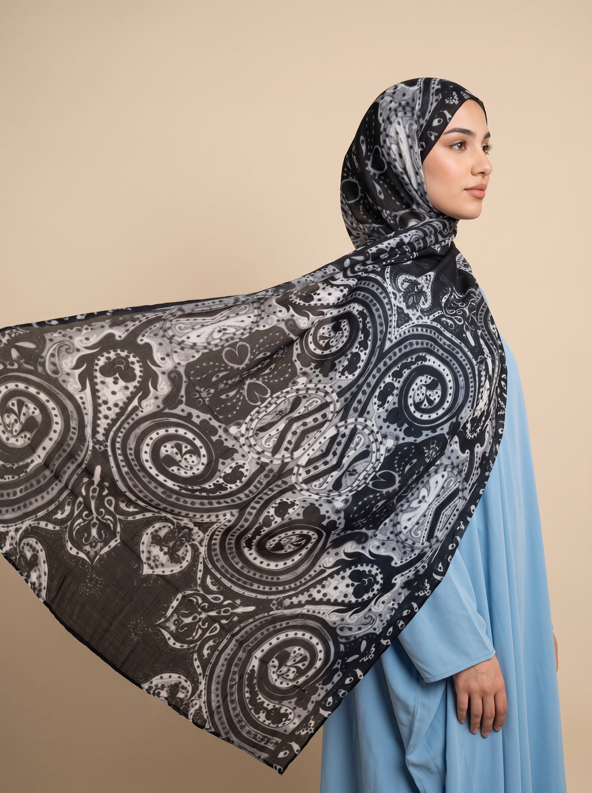 Silver Mirage Printed Modal Hijab