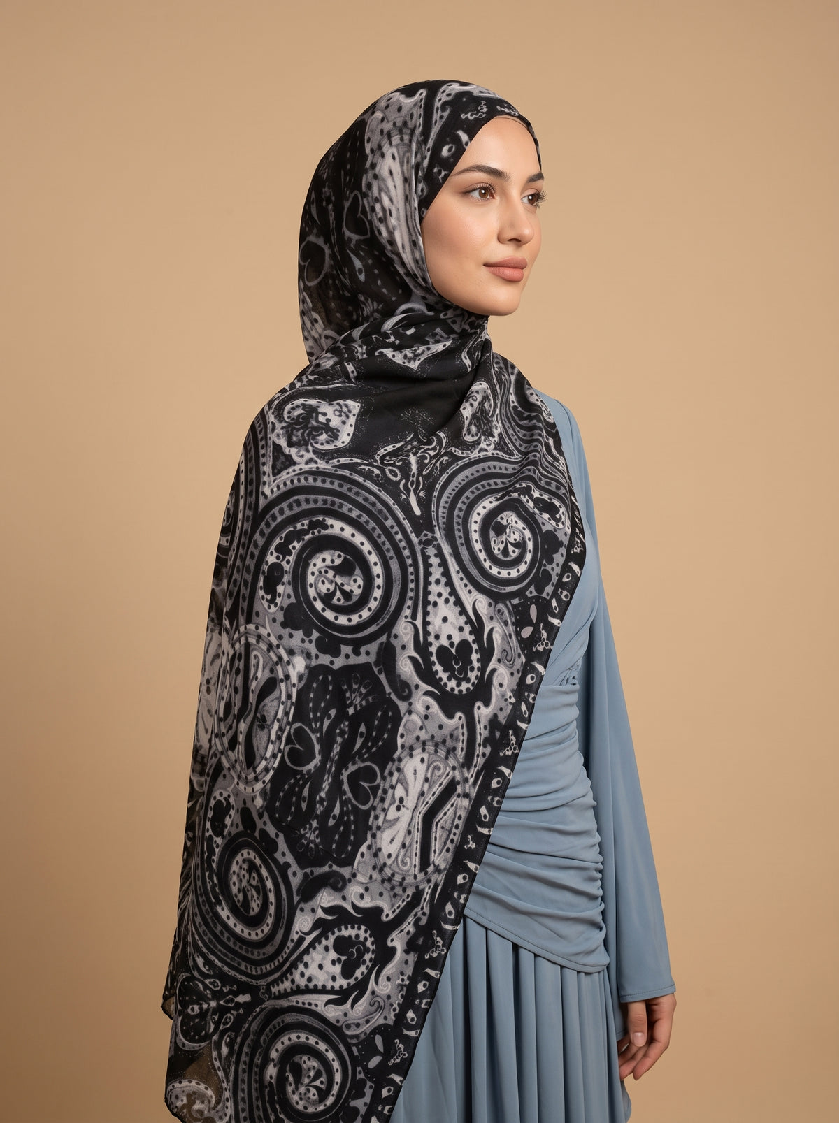 Silver Mirage Printed Modal Hijab