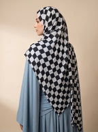 Retro Plaid Check Printed Modal Hijab