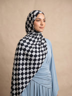 Retro Plaid Check Printed Modal Hijab