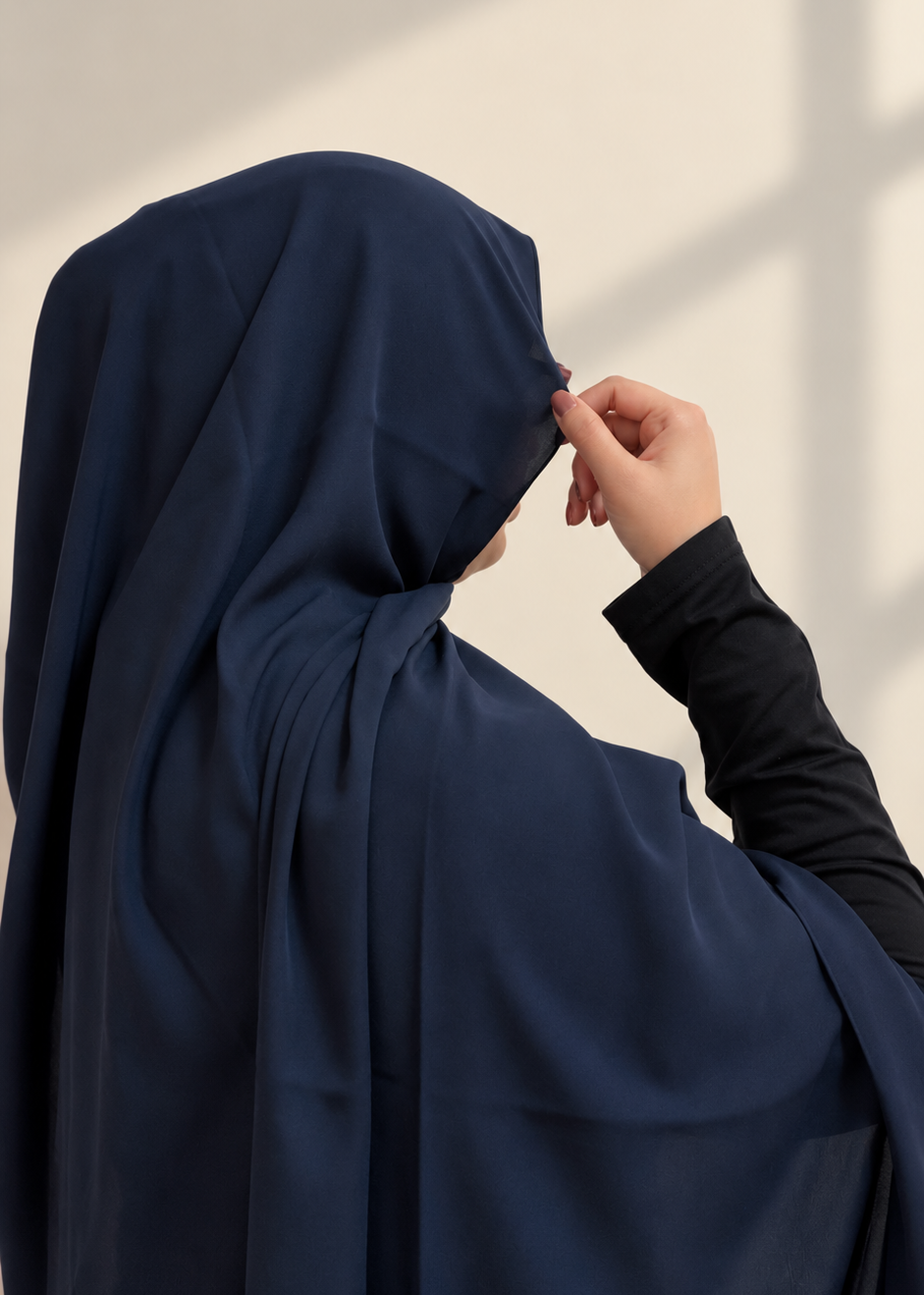 Premium Medina Silk Chiffon Hijab  –  Navy