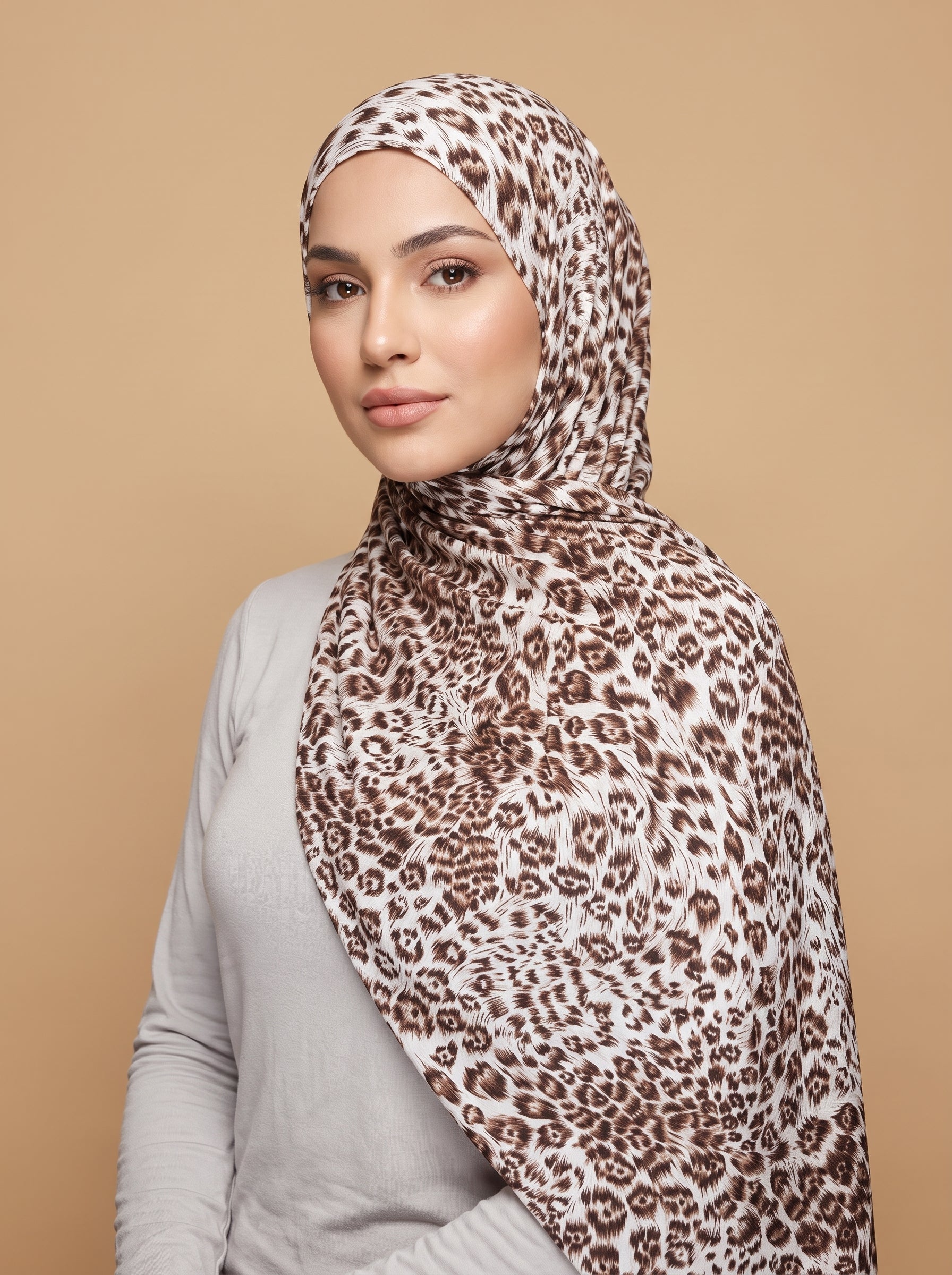 Velvet Cheetah Printed Jersey Hijab