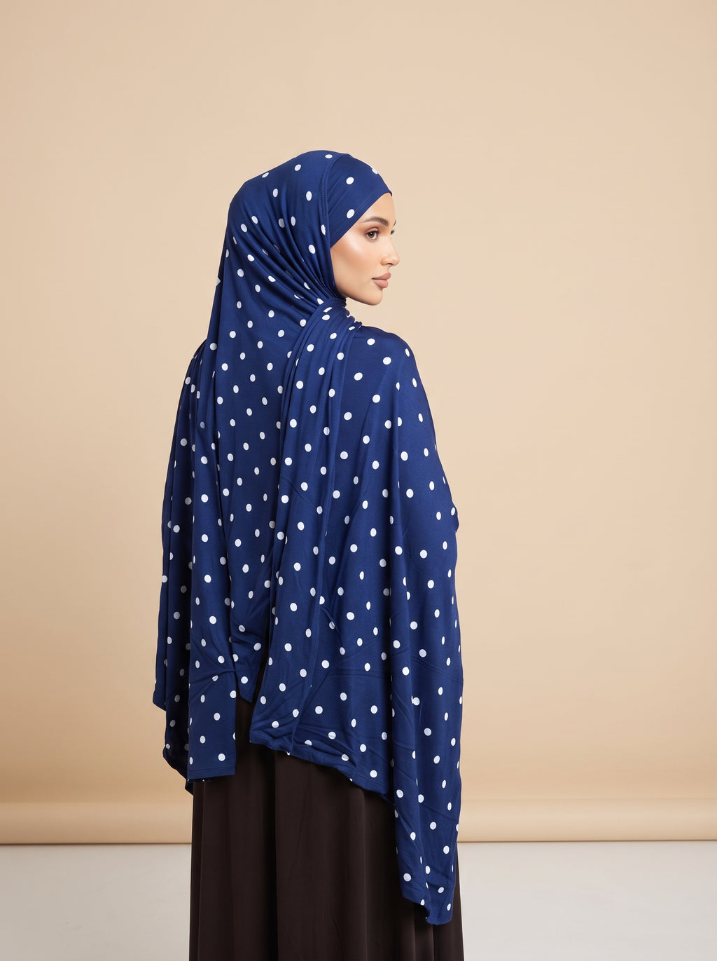 Blue Polka Dot Printed Jersey Hijab