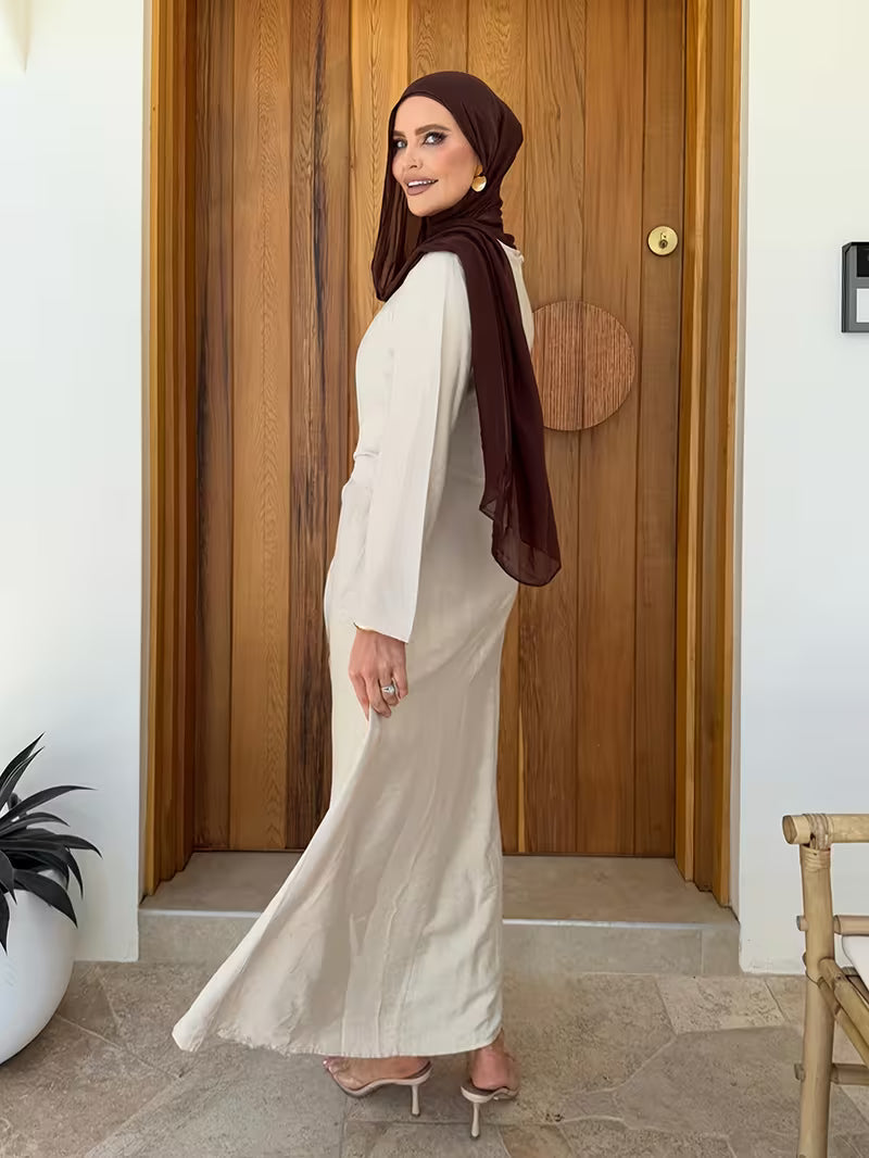 Elara Long Sleeve Ramadan Dress - Oatmeal
