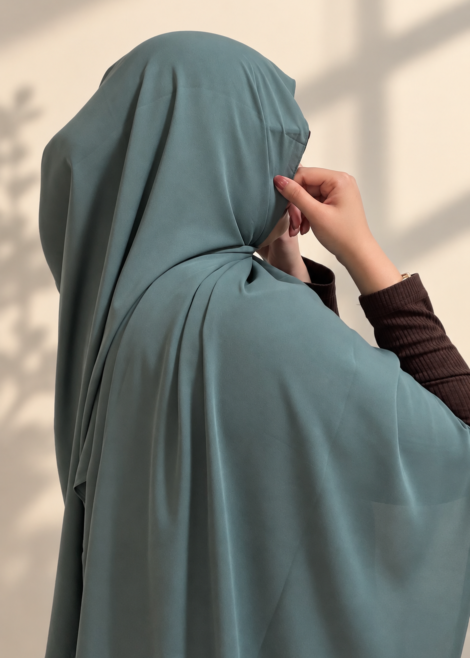 Premium Medina Silk Chiffon Hijab  – Dusty Teal