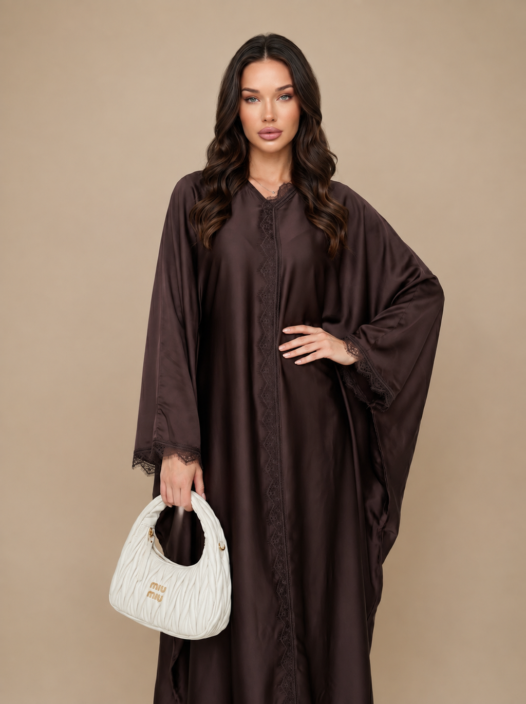 Yasmin Batwing Abaya - Coffee
