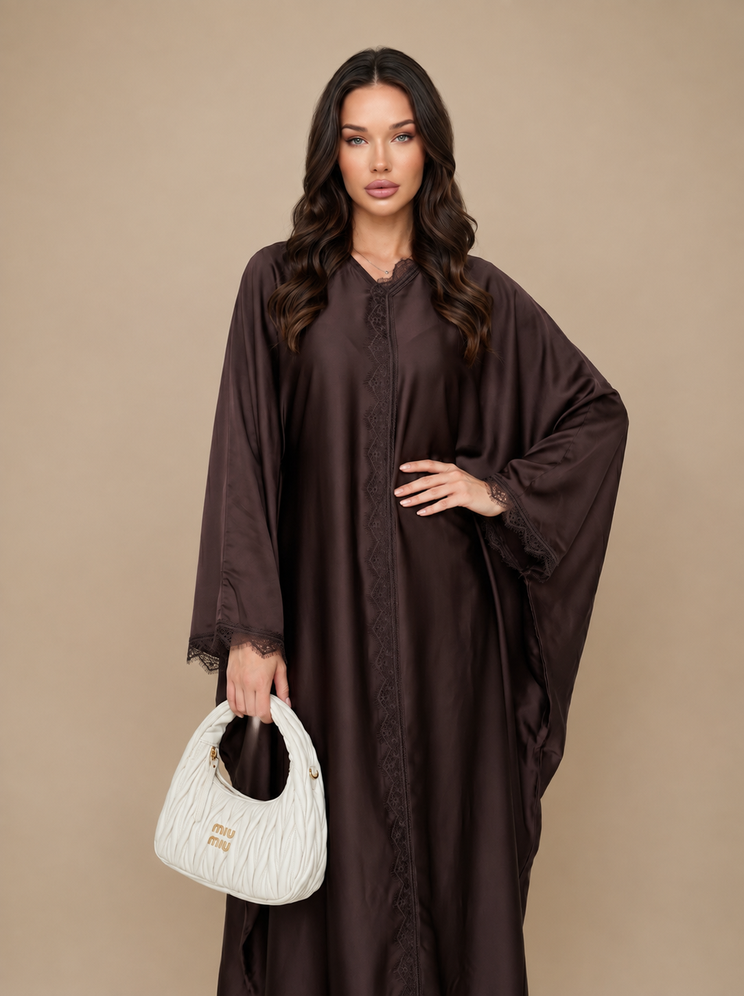 Yasmin Batwing Abaya - Coffee