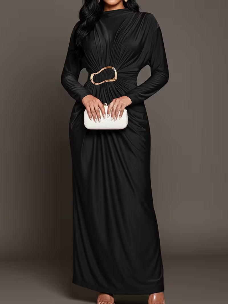 Layali Golden Cinch Gown - Black