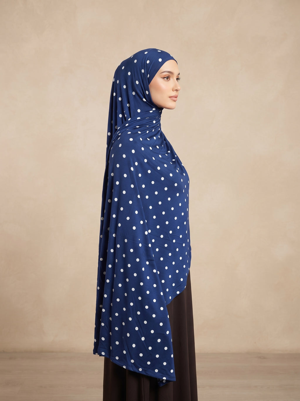 Blue Polka Dot Printed Jersey Hijab