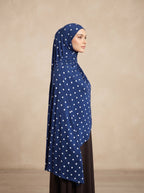 Blue Polka Dot Printed Jersey Hijab