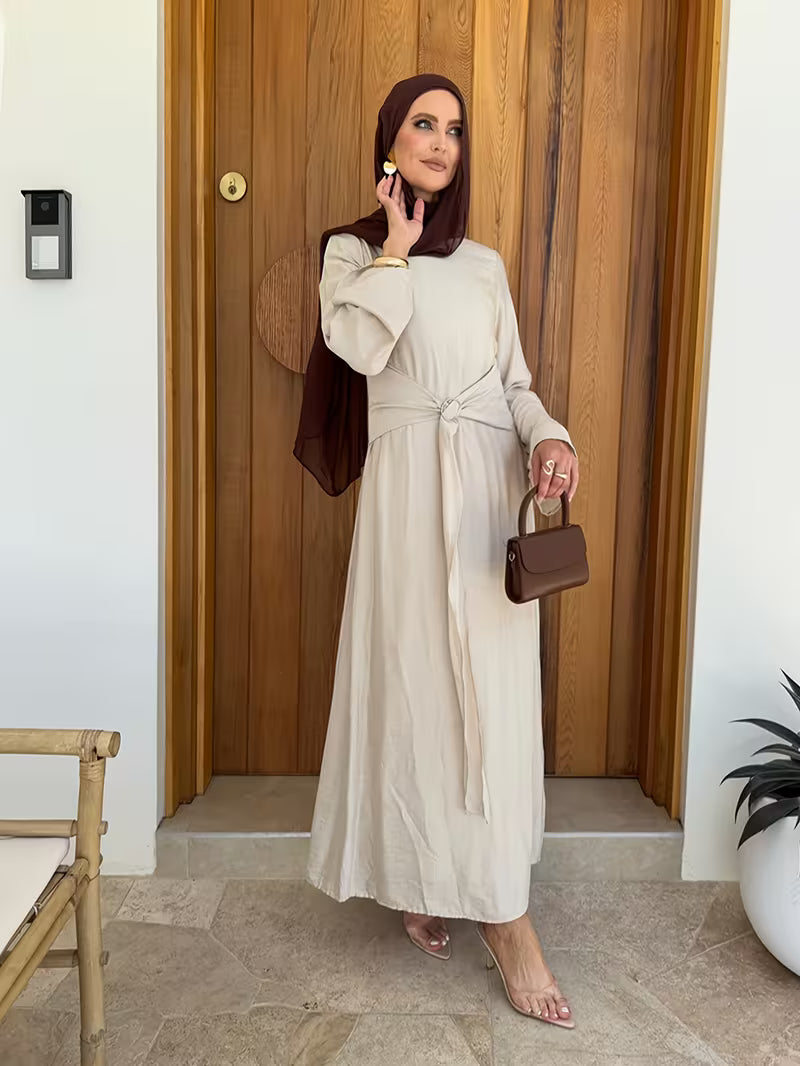 Elara Long Sleeve Ramadan Dress - Oatmeal