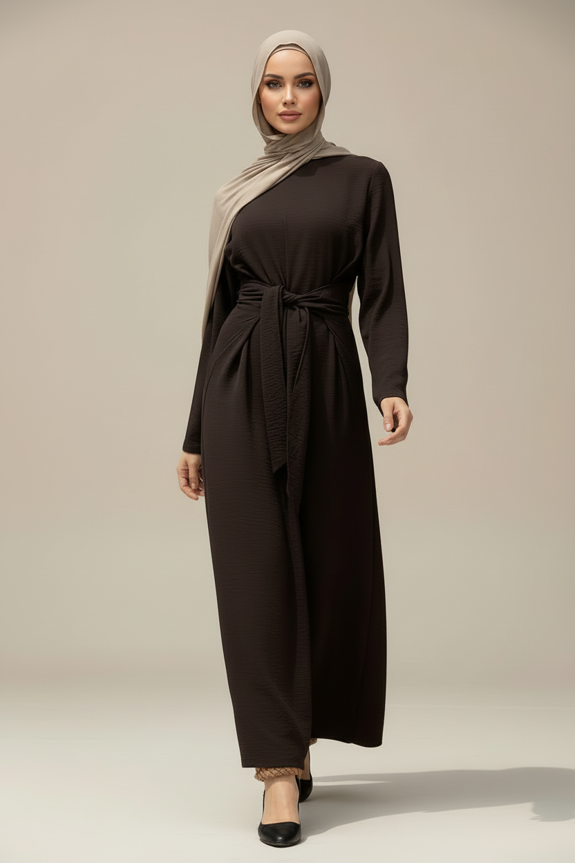 Nayla Front Tie Maxi Dress – Deep Espresso